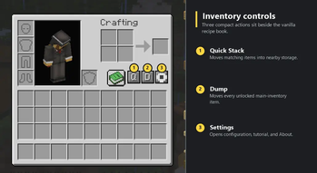 Quick Stack, Dump, and Settings