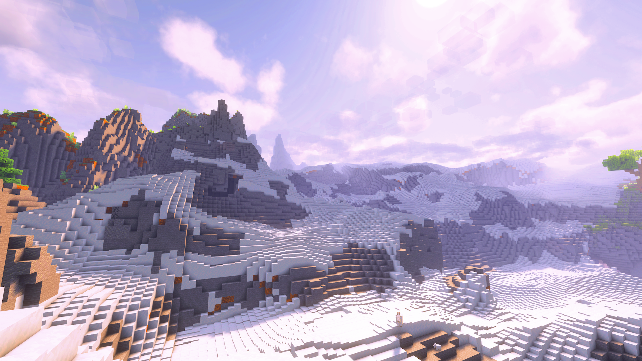 Snowy eroded mountains