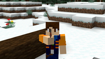 Using Copper Horn Item (Third Person Front View)
