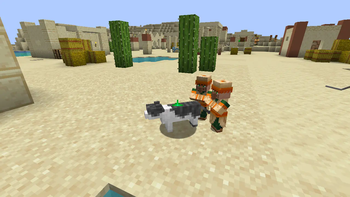 Baby Villagers will follow cats and pet them