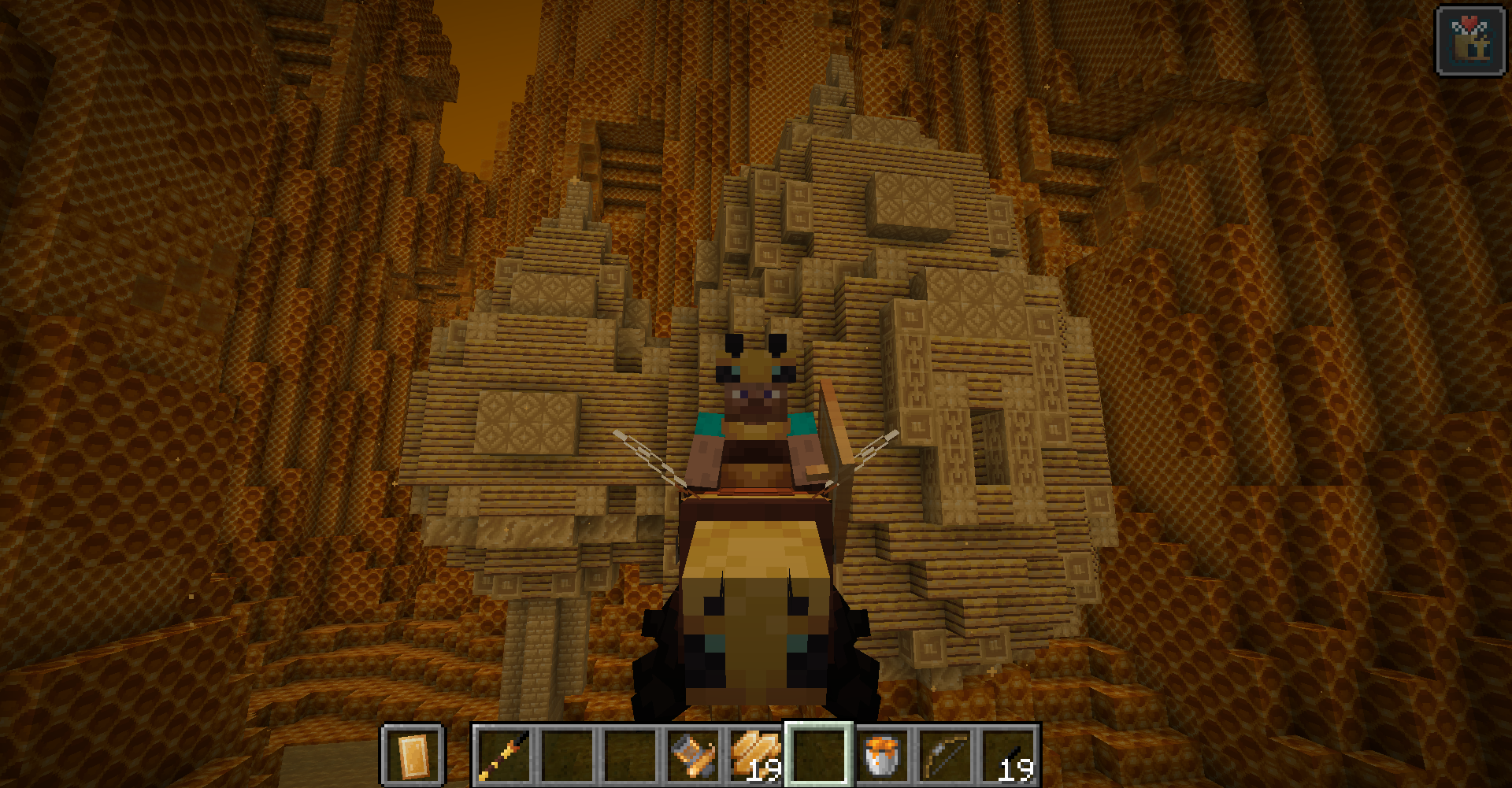 Riding Beehemoth with Hive Temple behind