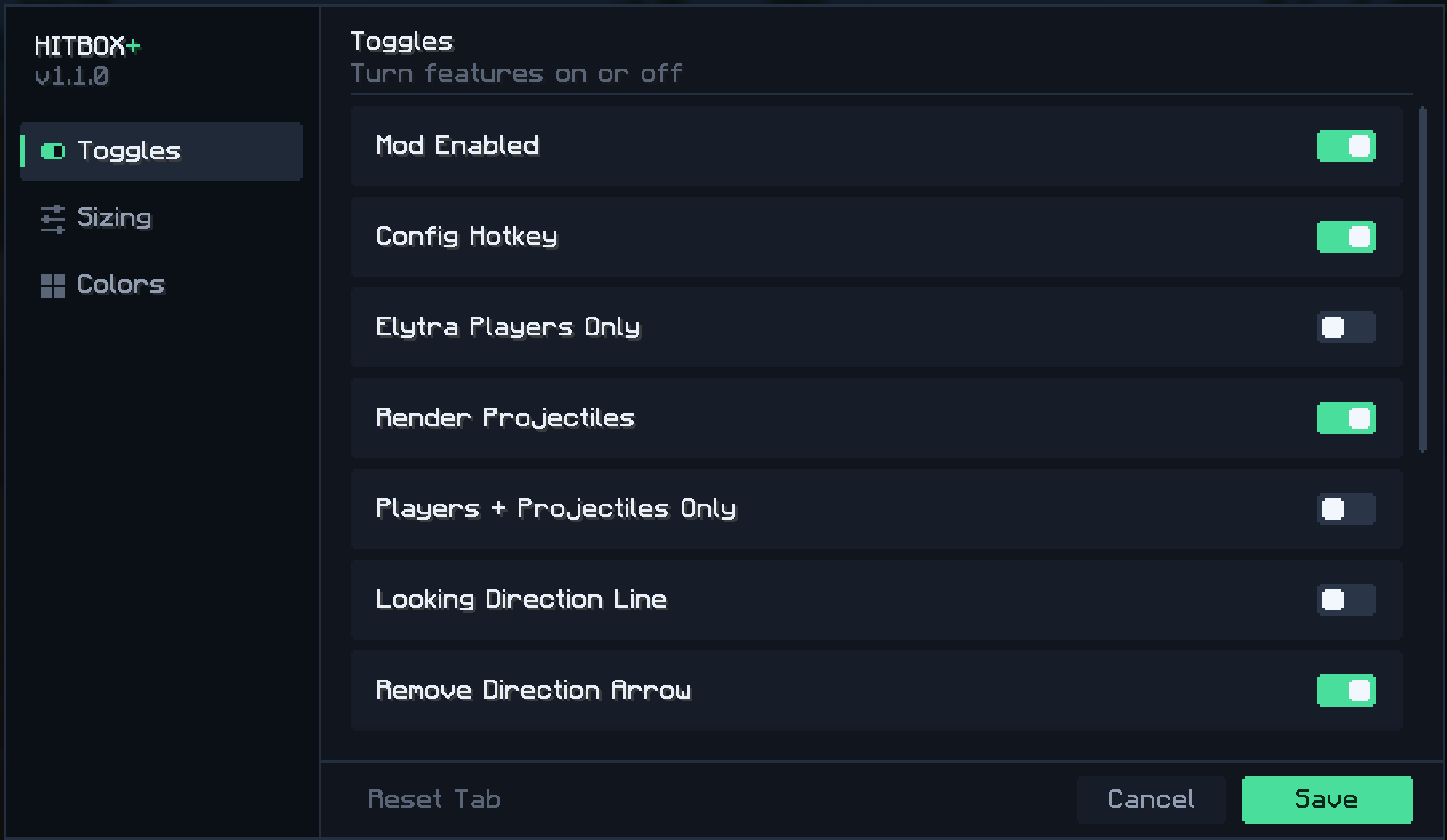 Toggles Section