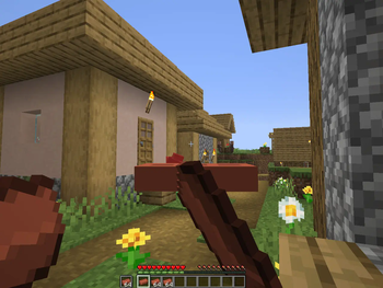 Throwing a brick onto a Villager