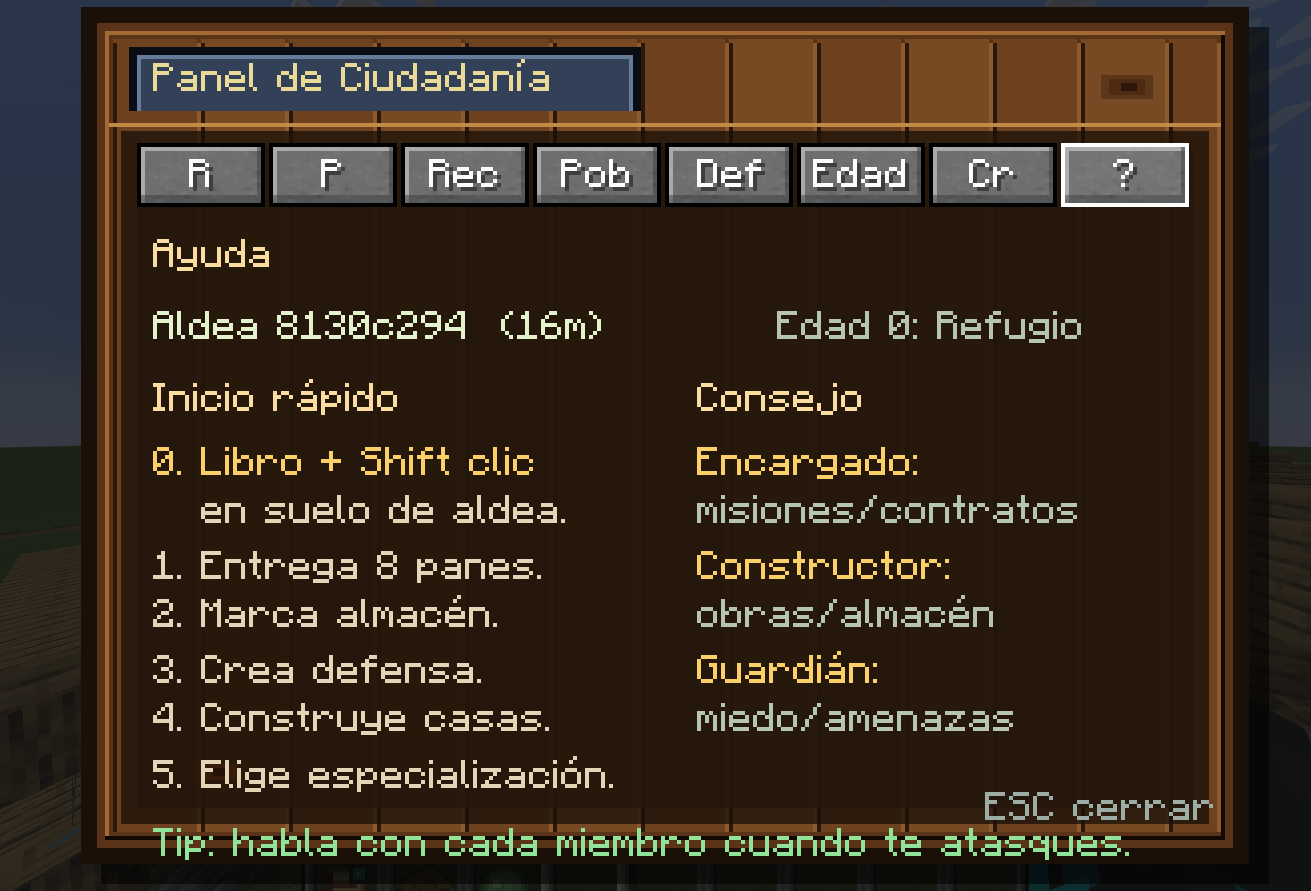 Menu de ayuda del Mod