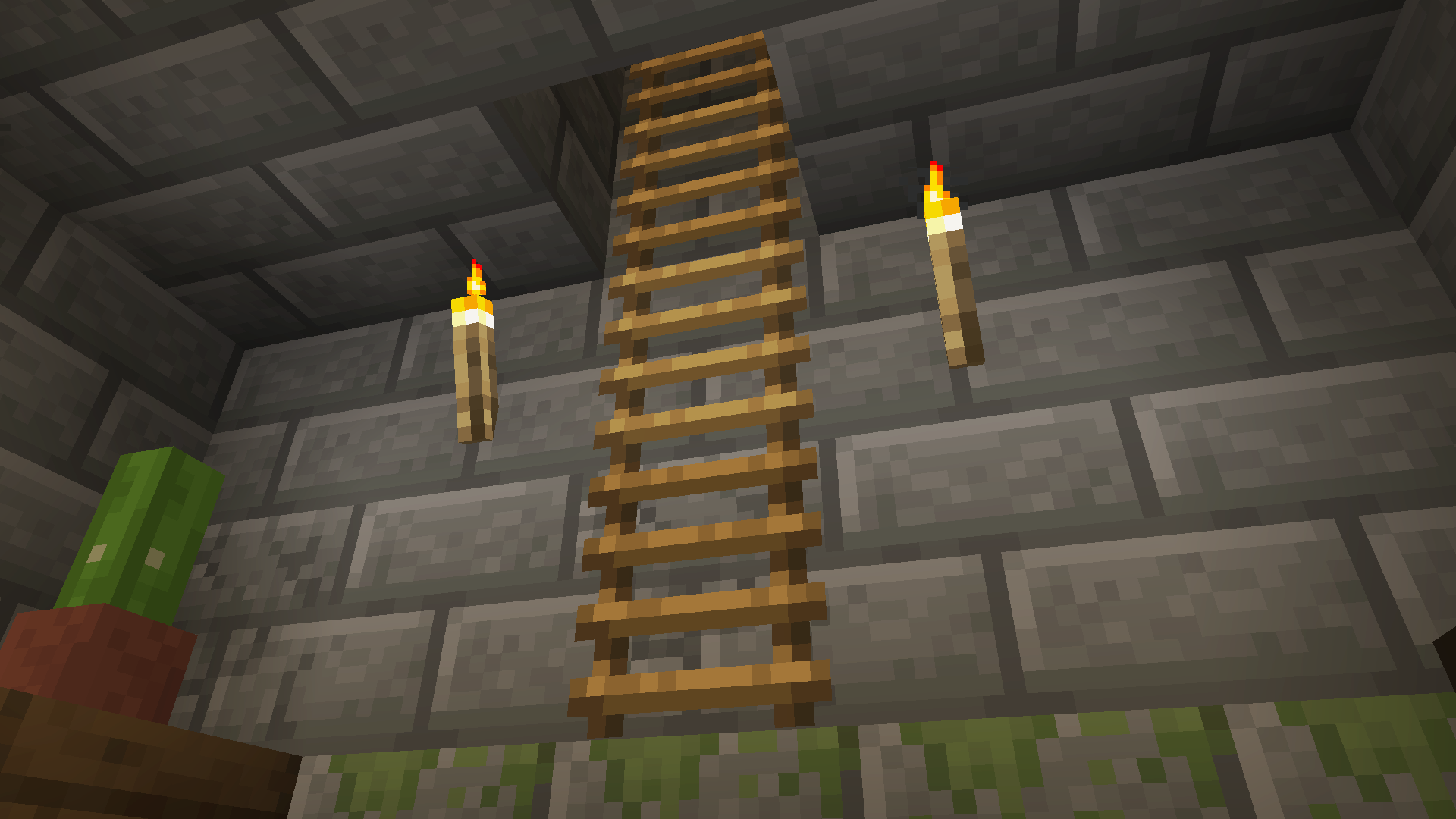 Minecraft scene showcasing remodeled ladders in an igloo basement