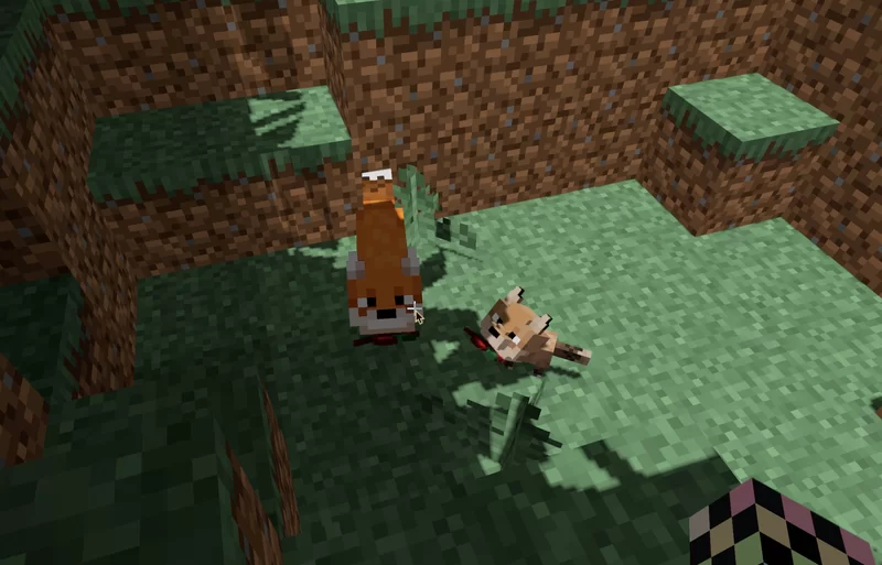red fox with baby