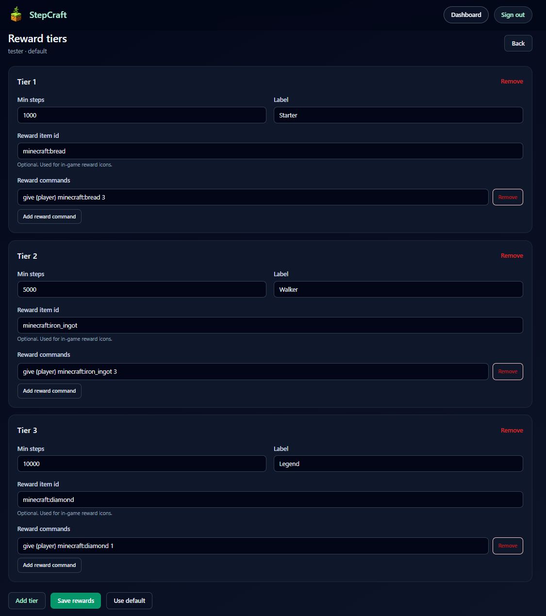 Reward Config