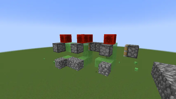 Machine to build a 3-wide line of blocks