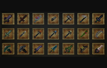 All 21 weapons with their textures added by this resource pack