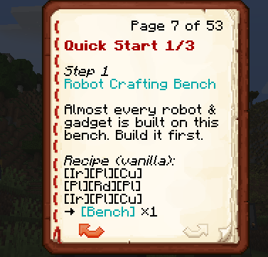 Quick start — craft the Robot Crafting Bench first