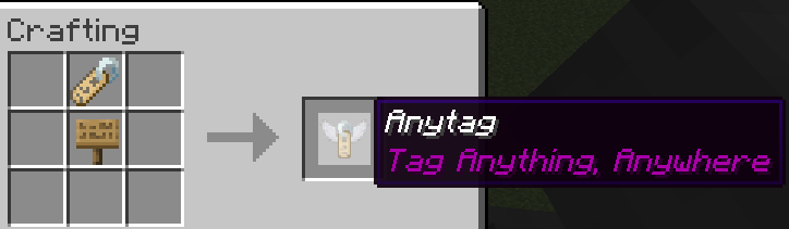 Recipe for the Anytag item