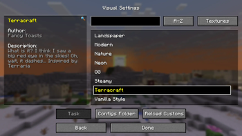 Customization menu showcase