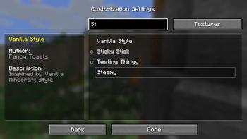 Customization Config Screen - showcase