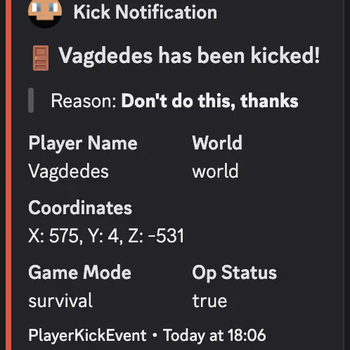 Player Kick Event