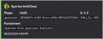 Spartan AntiCheat -> Player Violation Event