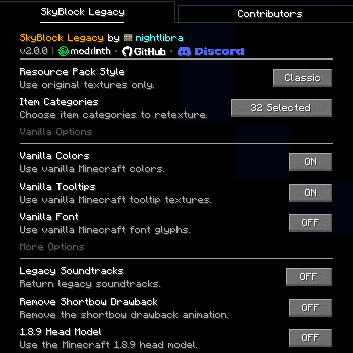 Configuration Menu