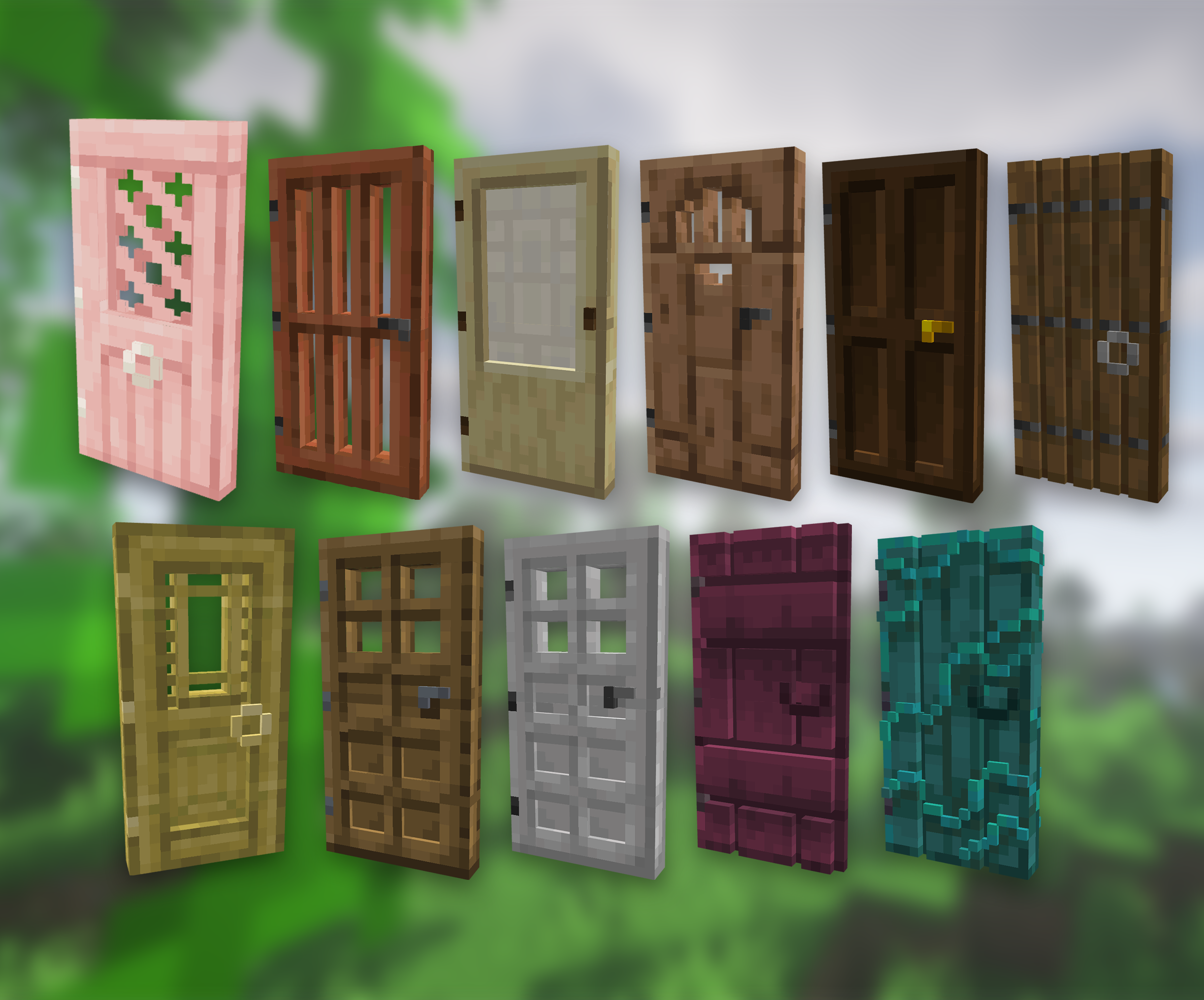 Every door has been remodeled to appear in 3D