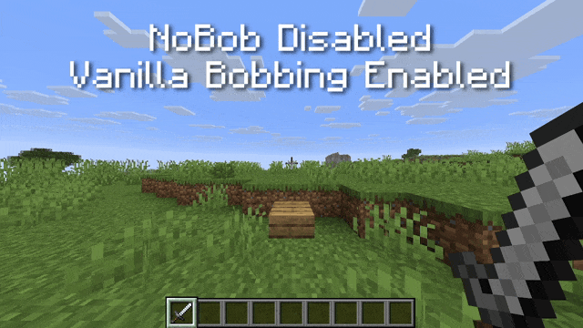 Without NoBob, Vanilla Bobbing Enabled