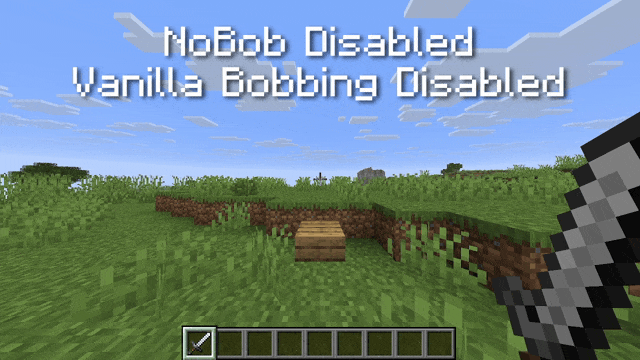 Without NoBob, Vanilla Bobbing Disabled