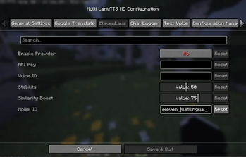 TTS Voice Provider Settings