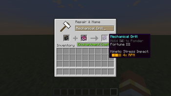 Add enchantment to Mechanical Drill with anvil.