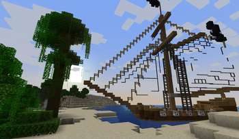 ship anchored at beach