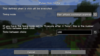 The configuration screen