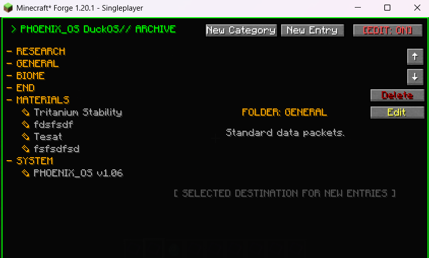 Entry editor screen.