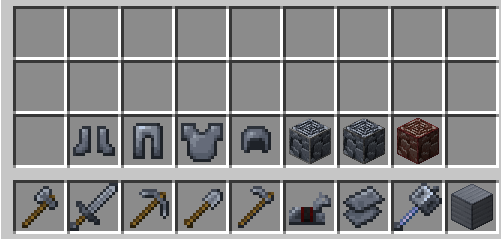 Inventory of all retextured items compared with the mace.