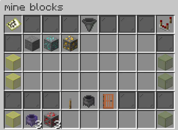 Mine blocks and block-sets menu