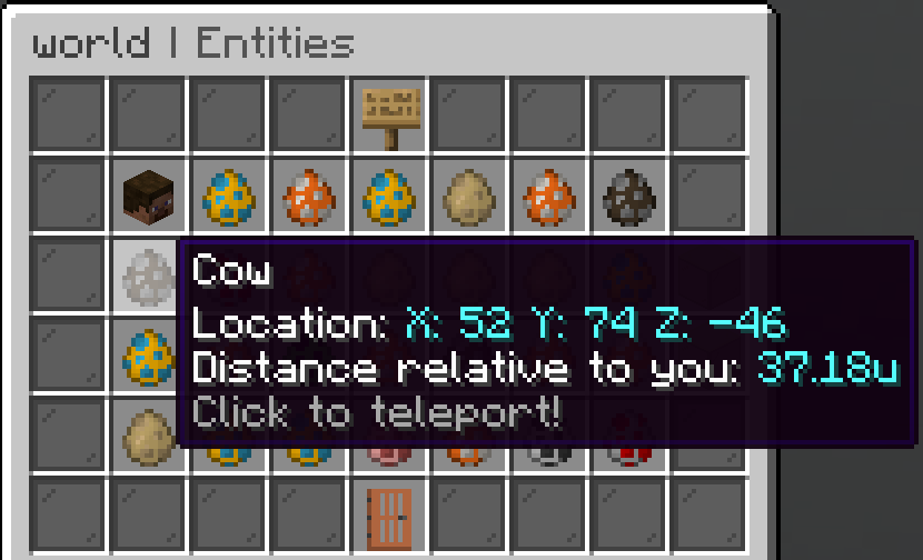 Entities Menu