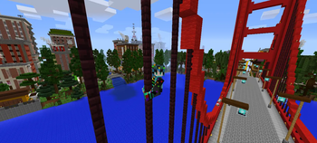 Sliding down the bridge supports