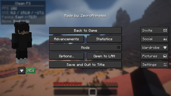Dark themed menu