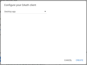 Select "Desktop app" as OAuth client