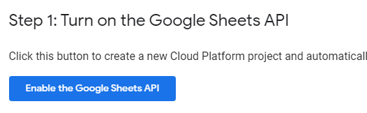 Turn on the Google Sheets API