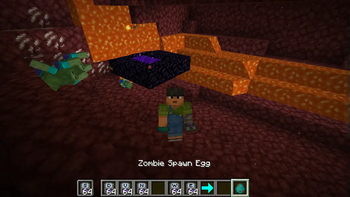 Showing the player rotated to south gravity in the nether.
