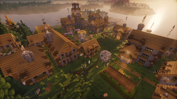 Revamped village in the sunset