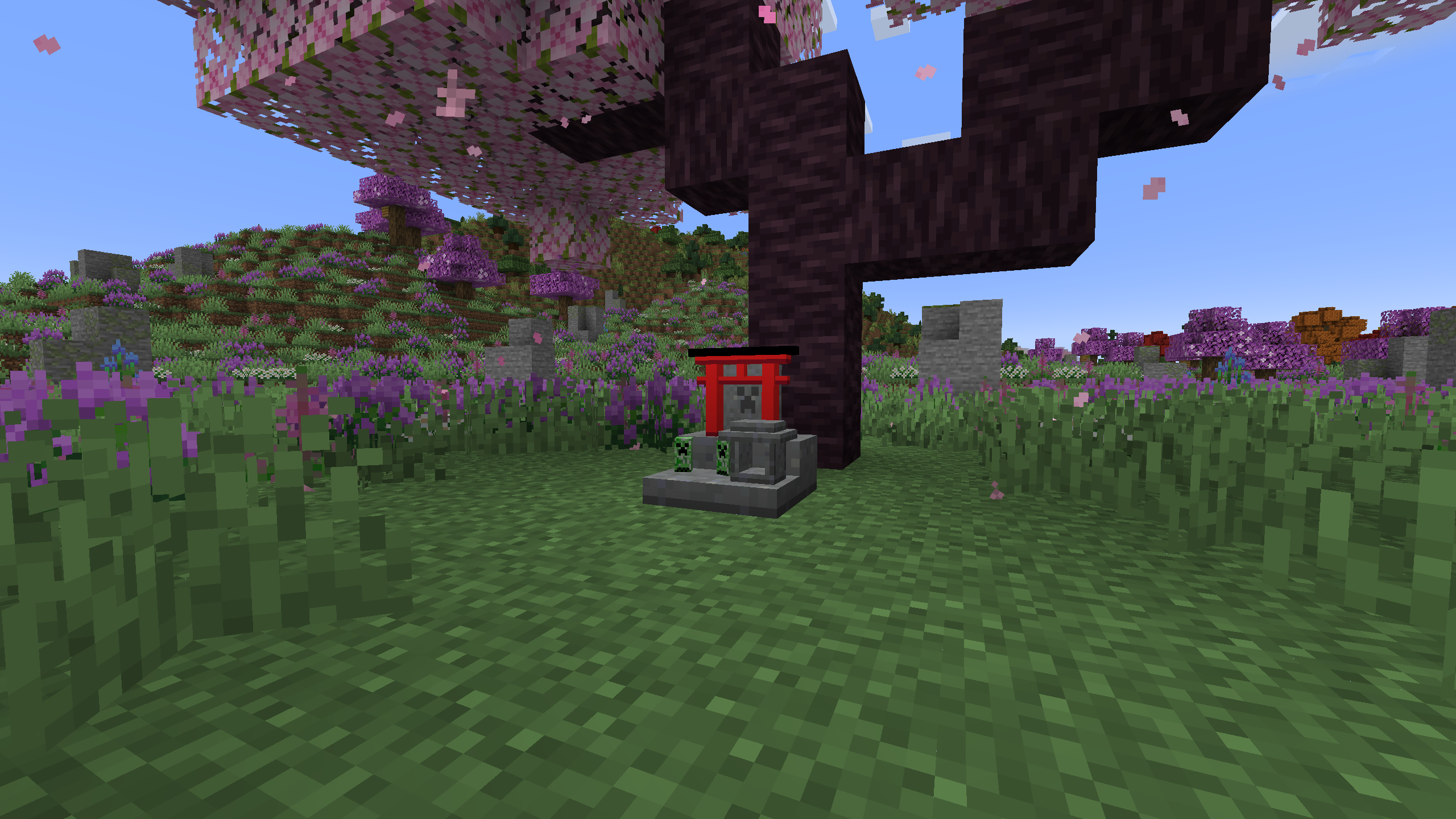 An altar beneath a cherry tree