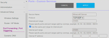 Port forwarding (Minecraft)