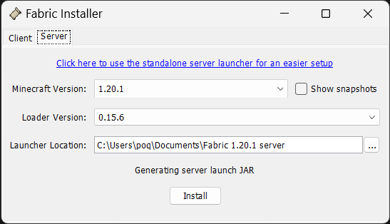 Fabric installer - server