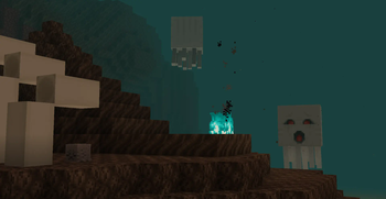 A Ghast shooting in a Soul Sand Valley