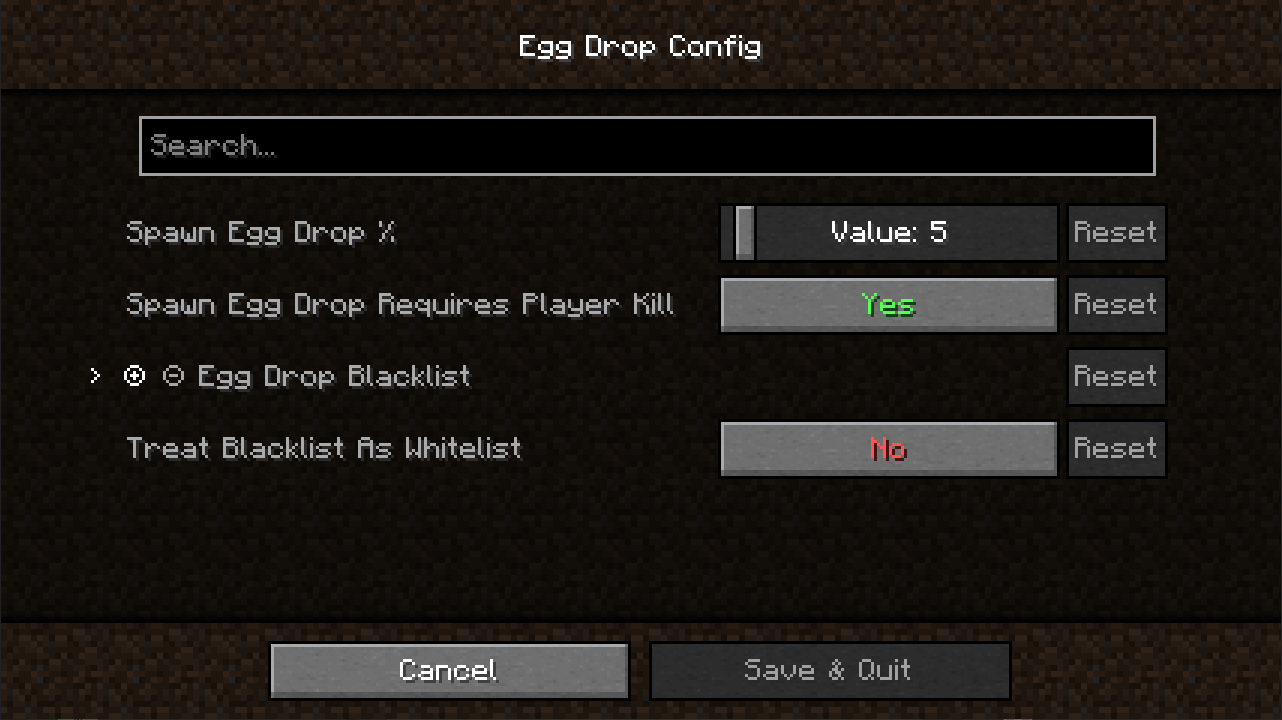 Egg Drop config menu