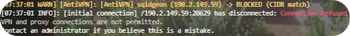 Console Warning - VPN Enabled