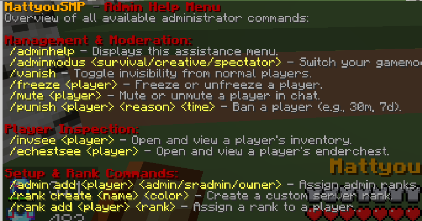 Admin system/commands