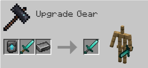 Diamond Sword being upgraded with the Steel Upgrade Template