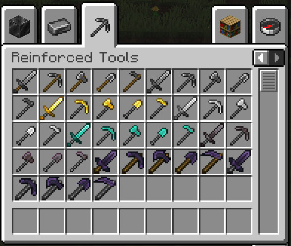 Reinforced Tools Tab in Creative Mode