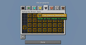 The Netherite Armor Sets Tab