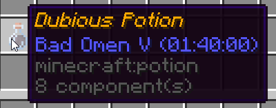 Dubious Potions shown in-game