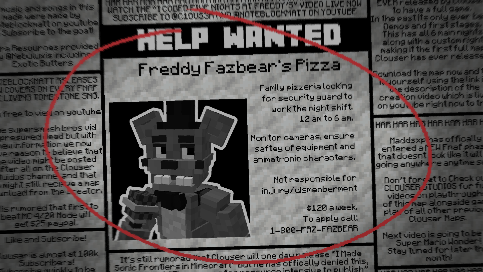 Help wanted poster from night 1 (In-game screenshot)