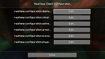 In game config menu